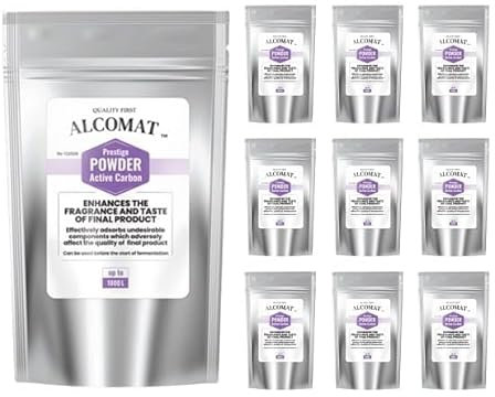Alcomat Aktivkohle Pulver 10er Pack - Pulverisierter Aktivkohle aus Steinkohle für Effiziente Geschmack- und Geruchsreduktion, 1 Liter