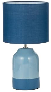 Pauleen 48324 Tischleuchte Sandy Glow E14 max. 20W Creme, Blau Stoff, Keramik