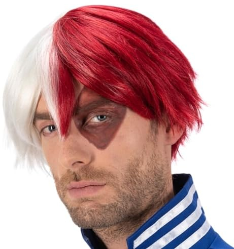Chaks - Shoto Todoroki Perücke Herren, offizielles My Hero Academia Kostüm Accessoire, Anime Wig für Karneval & Comic Con