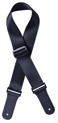 Feloyal Gitarrengurt Verstellbare Nylon Gurte mit Leder Enden für Gitarrenband E-Gitarre Akustikgitarre Westerngitarre Bass Gitarren gurt für Kinder Männer Frauen Gitarristen Schwarz