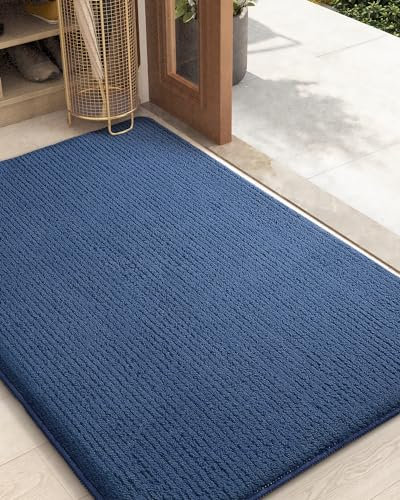 COLOR&GEOMETRY Large Non Slip Absorbent Mat - 80x120 cm, Washable Dirt Trapper Muddy Paws Barrier - Navy Blue