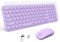 XTREMTEC Wireless Keyboard and Mouse, Compact Size Cute Keyboard Retro Round Keycap - 2.4GHz Ultra-Slim Quiet Aesthetic for Laptop iMac Windows Computer US Layout (Lavender Purple)