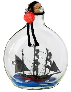 FLADO Black Pearl Schiffsmodell in Glasflasche, kleines vertikales Flaschen-Bastelbootmodell, Segelboot in Einer Flasche, Weihnachtsgeburtstagsgeschenke für Kinder, Freunde und Familie