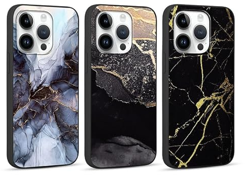Foonary 3 Stück Hülle für Apple iPhone 14 Pro 6,1, Handyhülle mit Muster Mädchen Aesthetic Marmor Muster Motiv Design Slim Case, Silikon Stoßfest Schutzhülle Cover für iPhone 14 Pro,Marmor 02