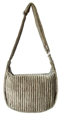 Ulisty Damen Klein Cord Hobo Tasche Breiter Gurt Umhängetasche Schultertasche Lässig Messenger Schulranzen Handtasche Tägliche Tasche grün
