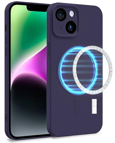 MyGadget Funda [ Compatible con MagSafe ] para Apple iPhone 14 en Silicona TPU - Carcasa de Doble Capa - Case Resistente Antigolpes y Anti choques - Ultra Protectora Violeta
