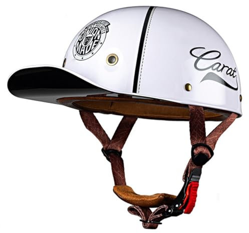 Mezzo Casco Moto Jet Retrò Tedesco Casco Scodella ECE Omologato Cappellino Baseball Caschi Demi Caschi Cromwell Con Fibbia Sgancio Rapido Scooter Elettrico Casco Da Motociclista 1,L:58-60CM