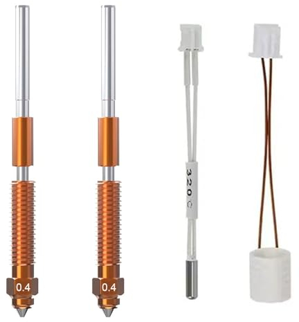 HzdaDeve 0.4MM integrierte gehärtete Stahldüsen Quick-Swap Titanlegierung High Flow High Speed Düsen mit keramischer Heizungskartusche Thermistor für Creality K1C/K1 Max