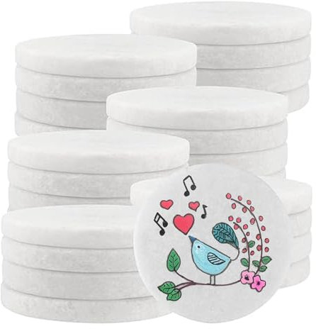 MOUYAT 25 PCS 2.5 Inch White Round Rocks for Painting, Large Flat Rocks Stones 8mm Thick Smooth Pebbles for Painting Mandala and Kindness Rocks, Crafts Rock Arts
