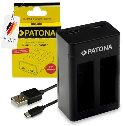 PATONA Ladegerät Dual Kompatibel mit Insta360 Ace/Ace Pro Action Cam
