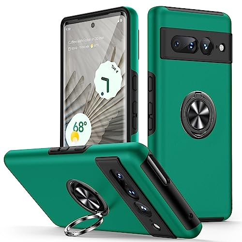 KOVASIA für Google Pixel 7 Pro Hülle mit Ständer, Handyhülle für Google Pixel 7 Pro Unterstützung Magnetische Autohalterung, Stoßfest Schutzhülle Kratzfest Bumper Hülle für Pixel 7 Pro, Tiefgrün