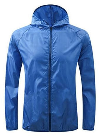 Keepink Veste de pluie légère et imperméable à capuche pour femme - Veste de course à pied légère et coupe-vent - Veste softshell pour le golf, le cyclisme, 067 Bleu, M