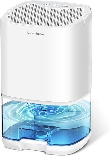 Aotomee Déshumidificateur pour la maison, 1000mL avec arrêt automatique, 258 sq ft Petit déshumidificateur portable ultra silencieux contre l'humidité et la moisissure, Chambre à coucher Salle de bain