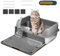 Litiere pour Chat Acier Inoxydable, Bac Litiere pour Chat avec Pelle et Boîte de Désodorisant, Forme de U Toilette, Amovibles, Étanche Facile à Nettoyer Caisse pour Ch-at Litiere,50 * 35 * 28cm
