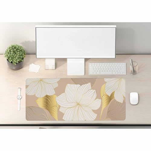 Woutay Desk Mat,Gold Flower Line,Keyboard Pad,Gaming Mouse Pad