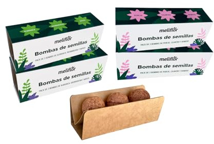 Pack 12und Bombas de Semillas Meliflor. Incluye 6und (Perejil - Cilantro - Romero) + 6und (Albahaca - Hierbabuena - Menta)