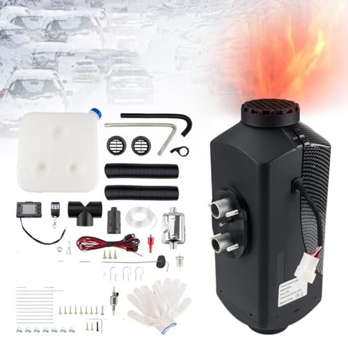 Diesel-Luftheizung, Standheizung, 5 kW, 12 V, Split-Top-Typ, Dieselheizung, 4 Löcher, Standheizung, Diesel-Luftheizung mit LCD-Schalter und Fernbedienung mit konstanter Temperatursteuerung (schwarz