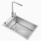 Fregadero Profesional de Acero Inoxidable con Escurridor Rectangular, Fregadero Bajo Encimera con Grifo Manual e Instalación Flexible para Cocina, Bar, Baño y Balcón(Square Faucet,48x35cm)