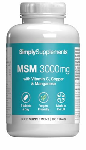 MSM 3000mg with Vitamin C, Copper & Manganese | 180 Vegan Tablets | UK Made