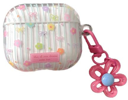 PIQIUZC Custodia protettiva per AirPods 4, motivo floreale rosa grazioso, custodia protettiva per Air Pod 4 (fiore B)