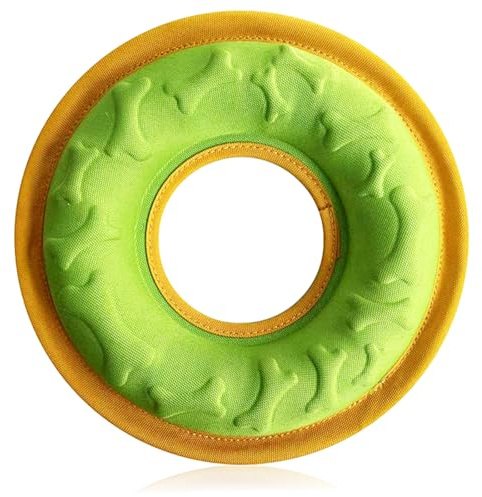 HeiPen Hundefrisbee Spielzeug wasserdichte (ø 23 cm, Grün) | Soft Flyer Wurfscheibe, langlebiges Nylon-Wurfspielzeug für einfaches Fangen, drinnen wie draußen einsetzbar und Fütterung
