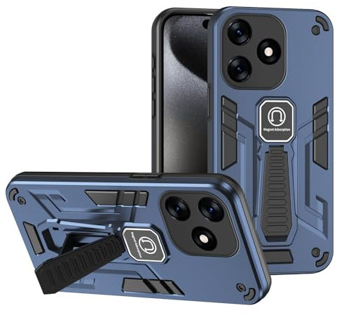 Coque arrière pour smartphone Coque compatible avec Tecno Spark 10 4G/Spark 10C avec béquille intégrée, qualité militaire, anti-chute, coque de protection intégrale en caoutchouc TPU et coque rigide e