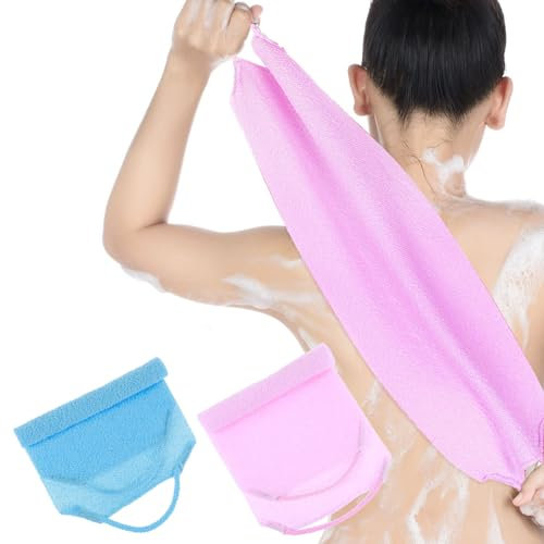 Lot de 2 éponges luffa pour le dos, gants exfoliants, accessoires de bain, brosse pour le dos, éponge de douche pour homme et femme