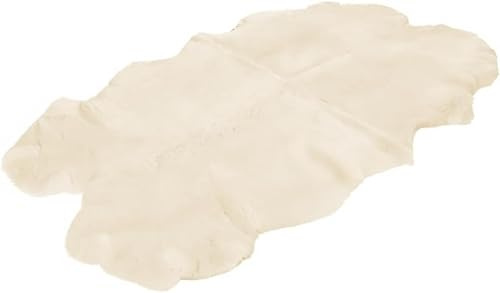 Vanuba Lammfell Weiß 180-200cm (Quadruple) - Geschoren bis zu 3,5 cm Weich Schaffell Echt Groß - Fellteppich Weiß - Fell für Stühle - Schlafzimmer Deko Fell Weiss - Lambskin