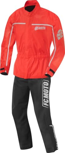 FC-Moto Urban Rain Kit 2-Teiler Motorrad Regenkombi, schwarz/rot, 3XL