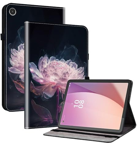 Mldjomid Hülle für Lenovo Tab M8 (4th Gen) TB300FU 8 Zoll 2023 PU Leder Flip Schutzhülle mit Ständerfunktion Kartenschlitz Stifthalter für Tablet Tab M8 (4th Gen) 2024 Cover (Lila Pfingstrosen)