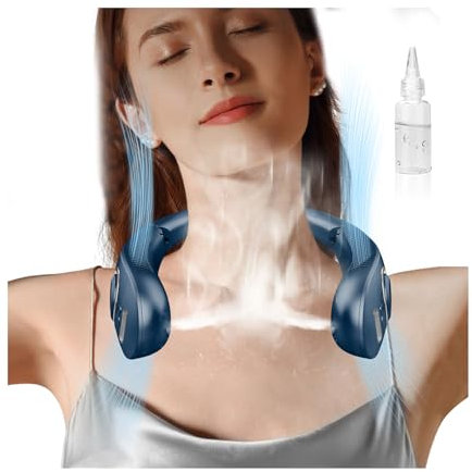 DDKJ Ventilatore da Collo Senza Lama, Ventilatore Portatile Collo con 5 Velocità, Ventilatore USB Silenzioso da 4000mAh, Potente Mini Ventilatore Neck Fan per Ufficio, Viaggi Sport