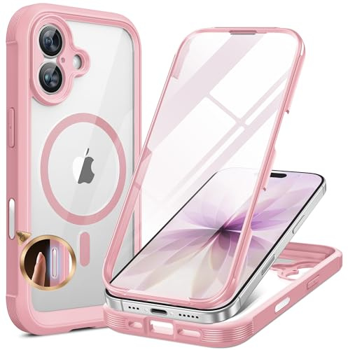 miracase für iPhone 17 Hülle 6,3 Zoll,360 Grad Komplettschutz,Rosa | Magsafe,Eingebaut Glas Schutzfolie,Arbeit,Outdoor HandyHülle Magnetisch Stoßfest Case für iPhone 17 Schutzhüllen