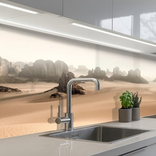 KitchenYeah© Spritzschutz Küche Küchen Rückwand Küchendeko Wand Wandschutz | 60x200 cm - Selbstklebend Backsplash Kitchen Peel And Stick Wüste - Felsen - Natur - Sand