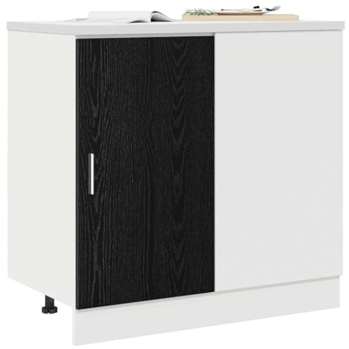 vidaXL Küchen-Eck-Basisschrank Schwarz Eichen-Optik 86 x 46 x 81,5 cm
