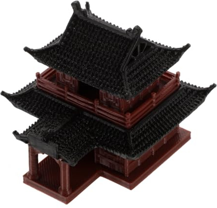 SEWACC Chinesischer Gartenpavillon Miniatur Gartenskulptur Aus Kunststoff 6cm Antikes Design Terrassendekor Feengarten Bonsai Zubehör