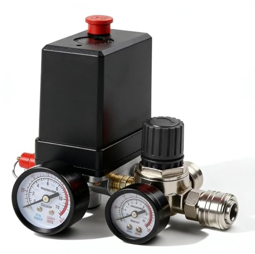 Druckregler, Druckschalter Kompressor, 220v 120psi Schalter Kompressor Mit Manometer, Regelventil Und Sicherheitsventil, Regler Kompressorschalter Kontrollventil Für Schnellen Druckabbau