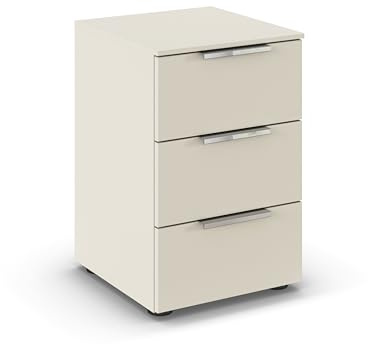 Rauch Möbel Flipp, Nachttisch, Farbe Beige, Maße 40x61x42 cm | Nachtkommode, 3 Schubladen, Soft-Close-Funktion, für Schlafzimmer, Kinderzimmer, Jugendzimmer, Gästezimmer