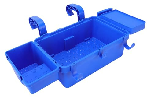 Fockety Panier de Rangement pour Piscine, Accessoires pour Piscine Hors Sol en PP résistant aux intempéries avec intérieur spacieux, Porte-gobelets et Crochets, pour Serviettes