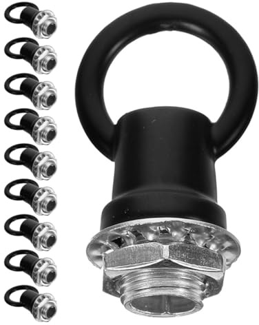 minkissy 10 Pezzi Gancio a Vite M10 per Lampadari Nero in Lega di Zinco e Ferro Struttura Chiusa, Anello per Sospensione Lampada per Decorazioni Interne Casa