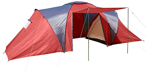 Campingzelt Loksa, 6-Mann Zelt Kuppelzelt Igluzelt Festival-Zelt, 6 Personen - rot