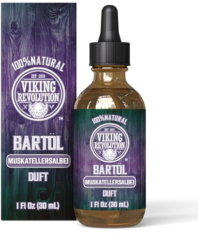 Viking Revolution - Bartöl - Macht Weich, Schützt und Stärkt - Natürliches Argan- und Jojobaöl - Bartöl Herren - Geschenke Für Männer - Clary Sage - 30 ml