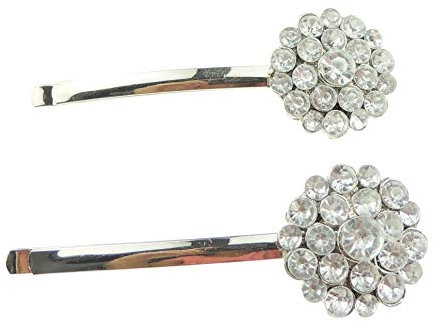 Glamour Girlz Paire de 2 pinces à cheveux rondes en cristal brillant (transparent)