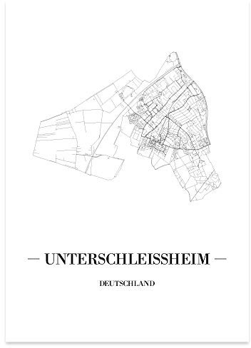 JUNIWORDS Stadtposter - Wähle Deine Stadt - Unterschleißheim - 21 x 30 cm Poster - Schrift A - Weiß