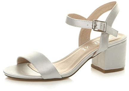 AJVANI Womens ladies mid low block heel peep toe ankle strap strappy party sandals size