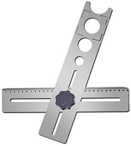 Sdkmah9 Punzón localizador de acero inoxidable, guía de taladro para azulejos de cerámica, plantilla de agujeros precisos, portátil, universal, medición duradera