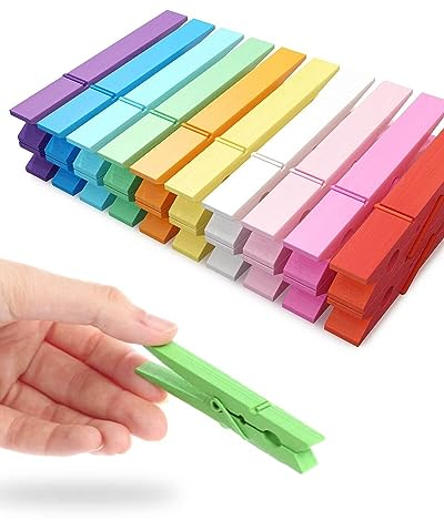 Lot de 40 mini pinces à linge colorées en bois pour photos, photos, travaux manuels rose