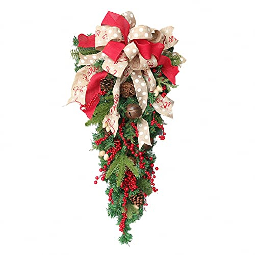 HGYJ Weihnachtskranz, 60cm/90cm Weihnachten Umgedrehter Baum Feiertagskranz, Traube Rote Frucht Herbst Künstlicher Kranz Für Haustür Wandbehang Urlaub Party Wohnkultur.,Multicoloured,90cm