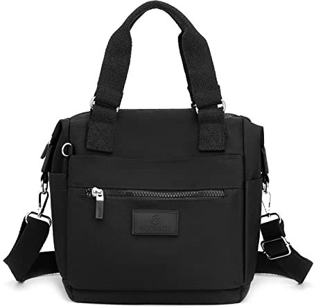 DIRRONA Beiläufig Damen Umhängetasche Multi Pocket Multi Fach Crossbody Bag Mittelgroße Umhängetasche Aus Wasserdicht Nylon Reisen Schule Täglicher Gebrauch Damentasche Schwarz