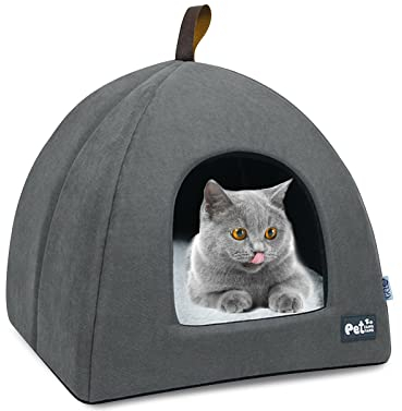 PETCUTE Katzenhöhle für große Katzen,Waschbar Katzenbett Katzenzelt Katzenkorb für Katzen und Hunde,Zwei in Eins Katzenhaus mit Abnehmbar Innerkissen,Kuschelhöhle mit rutschfeste Unterseite