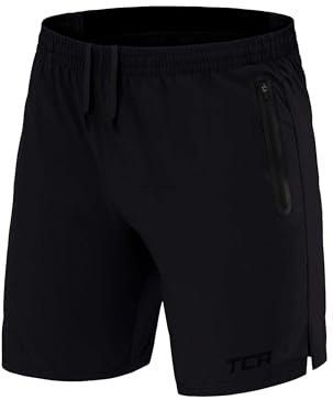 TCA Short de Sport ou de Running Léger Elite Tech pour Homme Short avec Poches Zippées - Noir, M
